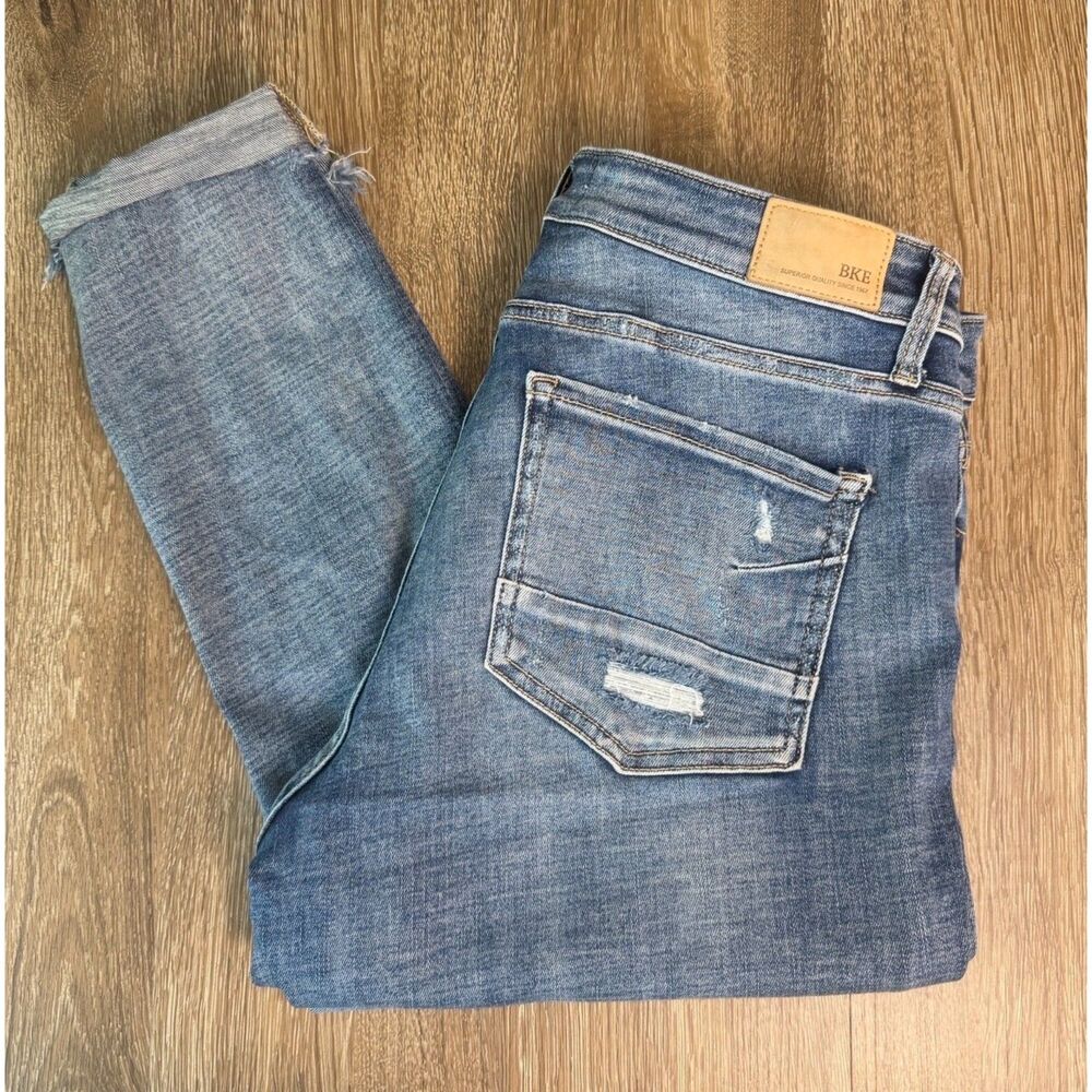 BKE Gabby Curvy High Rise Ankle Jeans Womens 29 Distressed Raw Hem Stretch
